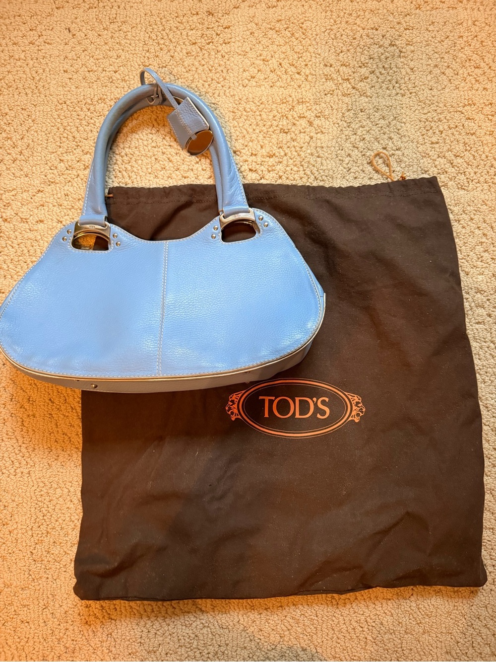 TOD'S Light Blue Leather Shoulder Bag